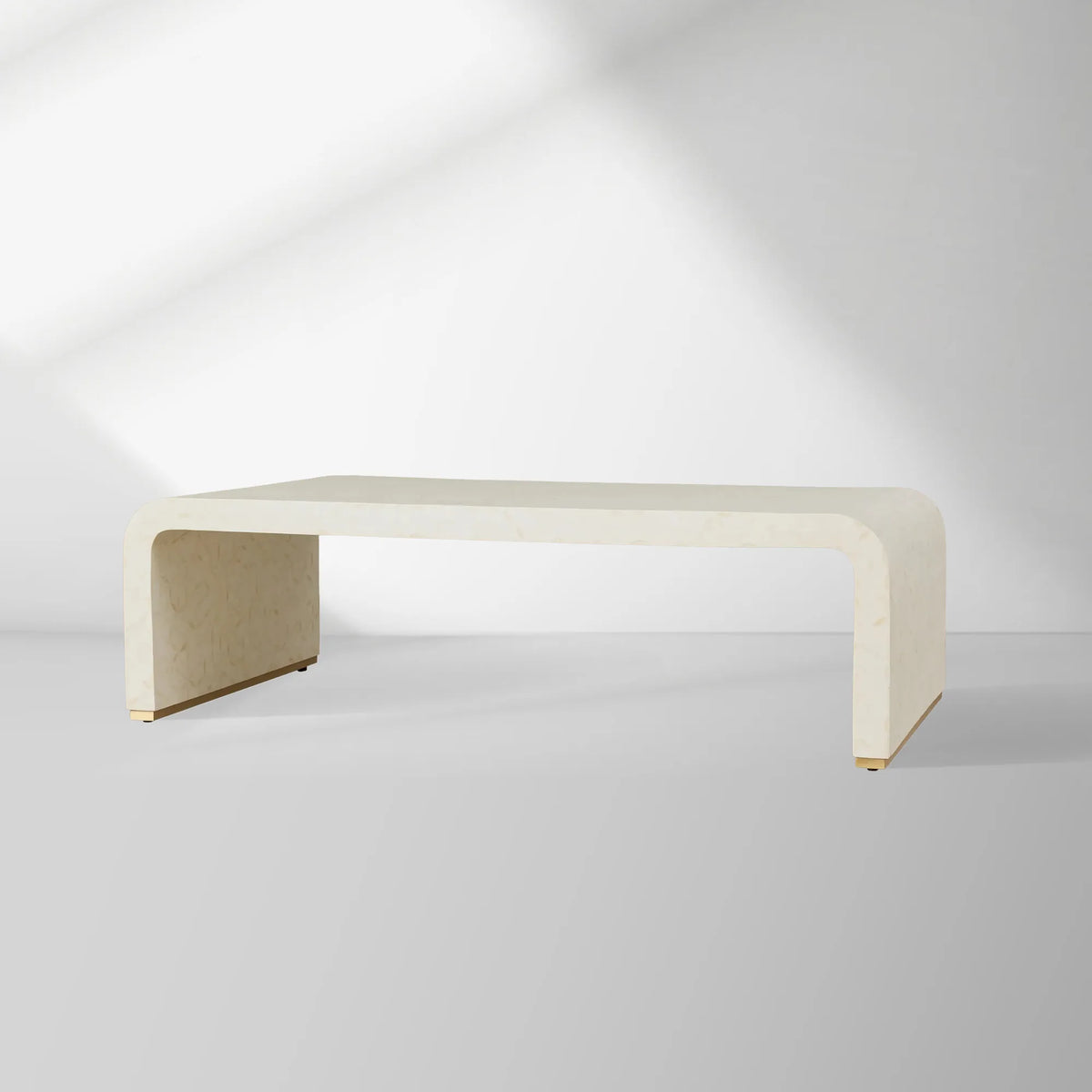 Visola Latticework Coffee Table Camel Bone Cocktail Table Living Room Center Tea Table with Brass Plinth
