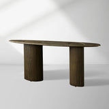 Sucurro Spalted Primavera Wood Console Entryways Table Oxidized Aluminum Top Entrance Wallway Table