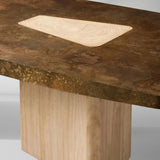 Marea Guanacaste Wood Rectangle Dining Table in Oxidized Aluminum