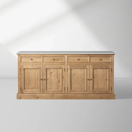 Kensington Marble Top Sideboard Pine Buffet Storage Cabinet Wood Living Room Cabinet