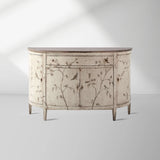 Sofia Bell'Arte Demilune Buffet Cabinet Bird Motif Sideboard Wood Living Room Entryways Cabinet