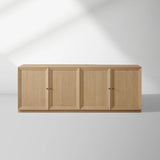 Nason Modular Four-Door Media TV Stand in Solid Oak Side Cabinet Television Storage Unit Wood Sideboard