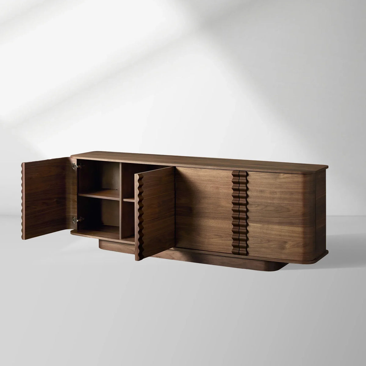 Ribbon Mid-Century Sideboard Buffet Table Wood Living Room Entryways Cabinet