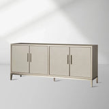 Malone Reconstituted Leather Sideboard Wood Buffet Table Living Room Entryways Cabinet
