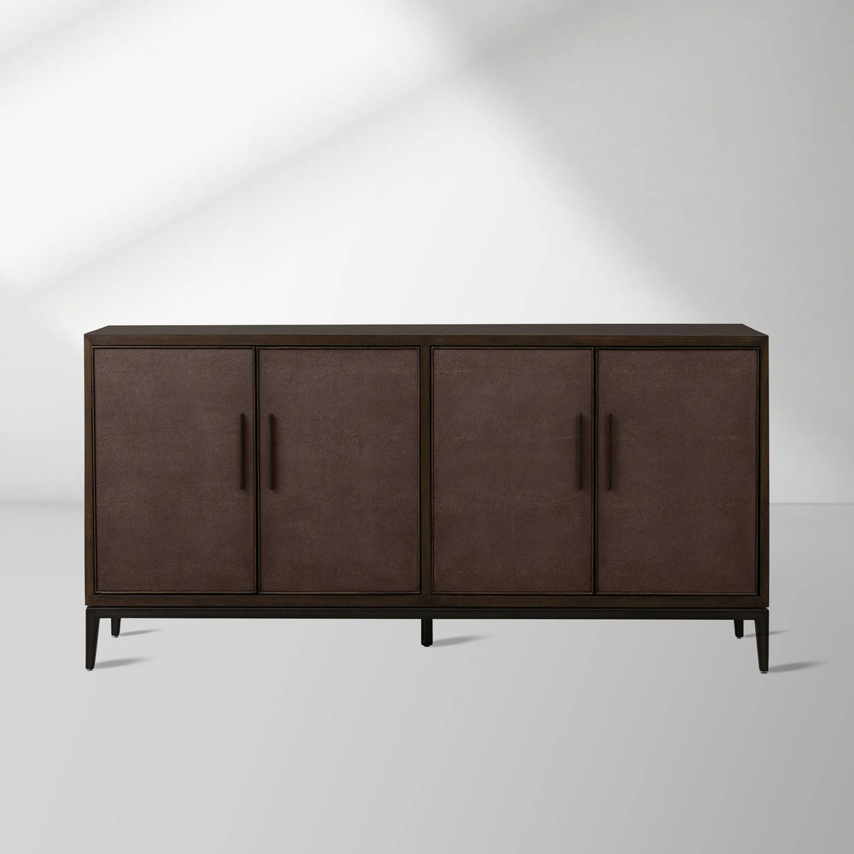 Malone Reconstituted Leather Sideboard Wood Buffet Table Living Room Entryways Cabinet