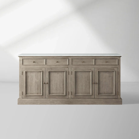 Kensington Marble Top Sideboard Pine Buffet Storage Cabinet Wood Living Room Cabinet
