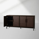 Malone Reconstituted Leather Sideboard Wood Buffet Table Living Room Entryways Cabinet