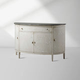 Sofia Bell'Arte Demilune Buffet Cabinet Bird Motif Sideboard Wood Living Room Entryways Cabinet