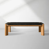 Pyet Marble Coffee Table Oak Wood Base Cocktail Table Elegance Living Room Center Tea Table