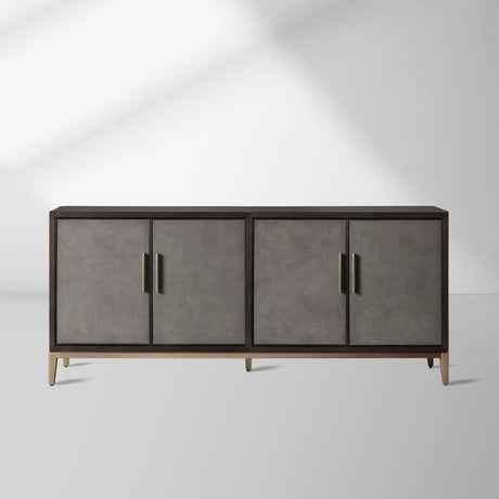 Malone Reconstituted Leather Sideboard Wood Buffet Table Living Room Entryways Cabinet