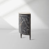 Sofia Bell'Arte Demilune Buffet Cabinet Bird Motif Sideboard Wood Living Room Entryways Cabinet