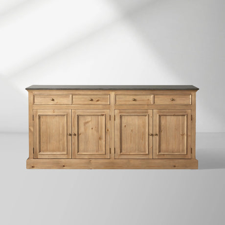 Kensington Marble Top Sideboard Pine Buffet Storage Cabinet Wood Living Room Cabinet