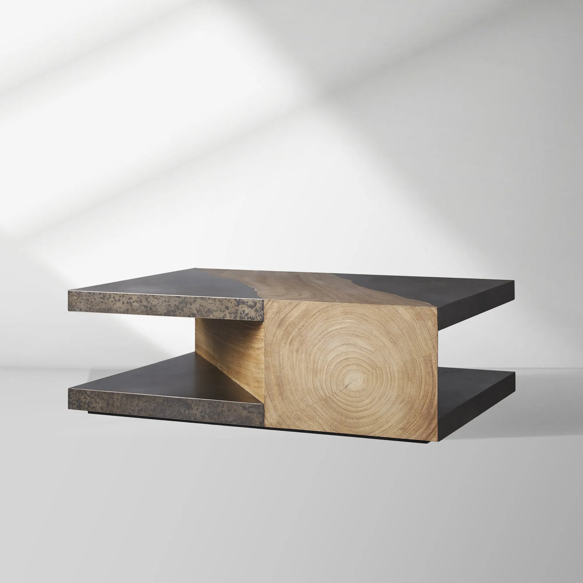 Almeria Guanacaste Wood Coffee Table Modern Rustic Cocktail Table Rectangular Sofa Center Tea Table