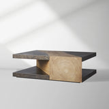 Almeria Guanacaste Wood Coffee Table Modern Rustic Cocktail Table Rectangular Sofa Center Tea Table