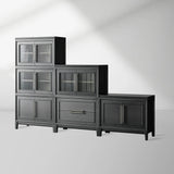 Rowan Wood Modular Wall Unit Mahogany Storage Cabinet with Reeded Glass