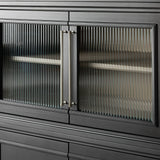 Rowan Wood Modular Wall Unit Mahogany Storage Cabinet with Reeded Glass