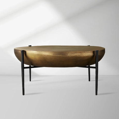Donovan Cast Aluminum Coffee Table Round Living Room Cocktail Table Metal Top Center Tea Table
