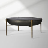 Donovan Cast Aluminum Coffee Table Round Living Room Cocktail Table Metal Top Center Tea Table