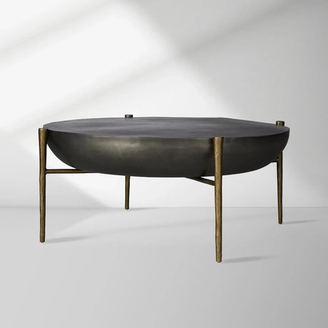 Donovan Cast Aluminum Coffee Table Round Living Room Cocktail Table Metal Top Center Tea Table