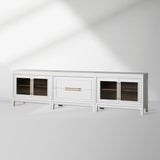 Rowan Drawers TV Stand Sideboard with Glass Doors Wood Entryways Cabinet Media Console