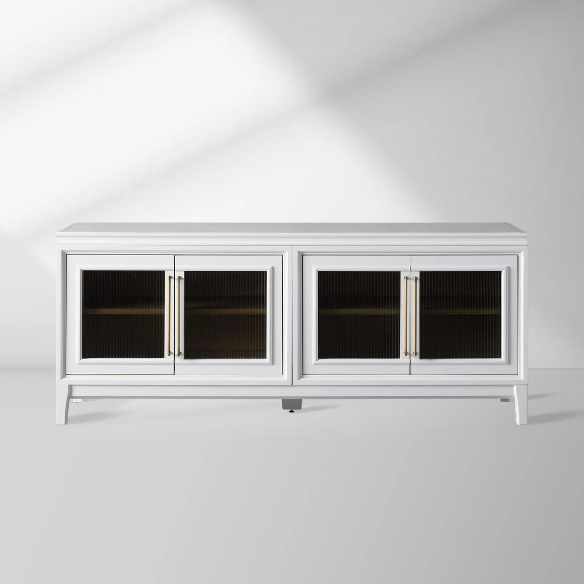 Rowan Wood TV Stand Unit Sideboard with Reeded Glass Doors Entrance Cabinet Media Console