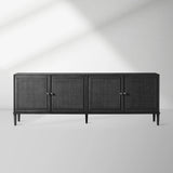 Pearson Mindi TV Stand Woven Cane Cabinet Doors Media Console Wood Sideboard Television Storage Unit
