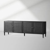 Pearson Mindi TV Stand Woven Cane Cabinet Doors Media Console Wood Sideboard Television Storage Unit