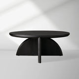 Calderone Round Coffee Table Mango Wood Cocktail Table Modern Sofa Center Tea Table