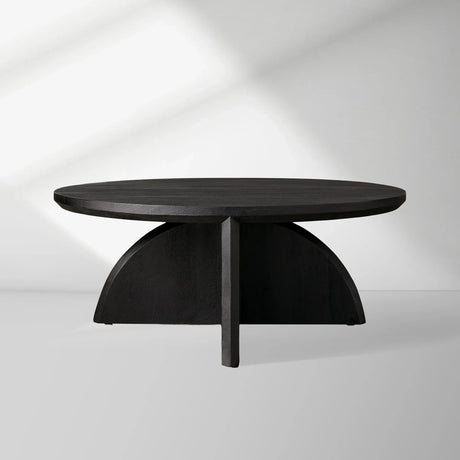 Calderone Round Coffee Table Mango Wood Cocktail Table Modern Sofa Center Tea Table