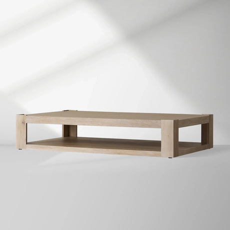 Devon Parson-Style Coffee Table Natural Oak Wood Living Room Center Tea Table Rectangular Cocktail Table