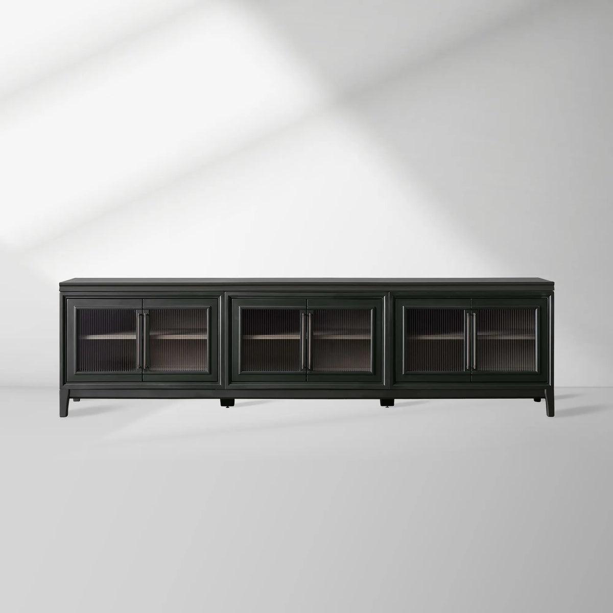 Rowan Wood TV Stand Unit Sideboard with Reeded Glass Doors Entrance Cabinet Media Console