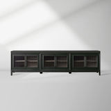 Rowan Wood TV Stand Unit Sideboard with Reeded Glass Doors Entrance Cabinet Media Console