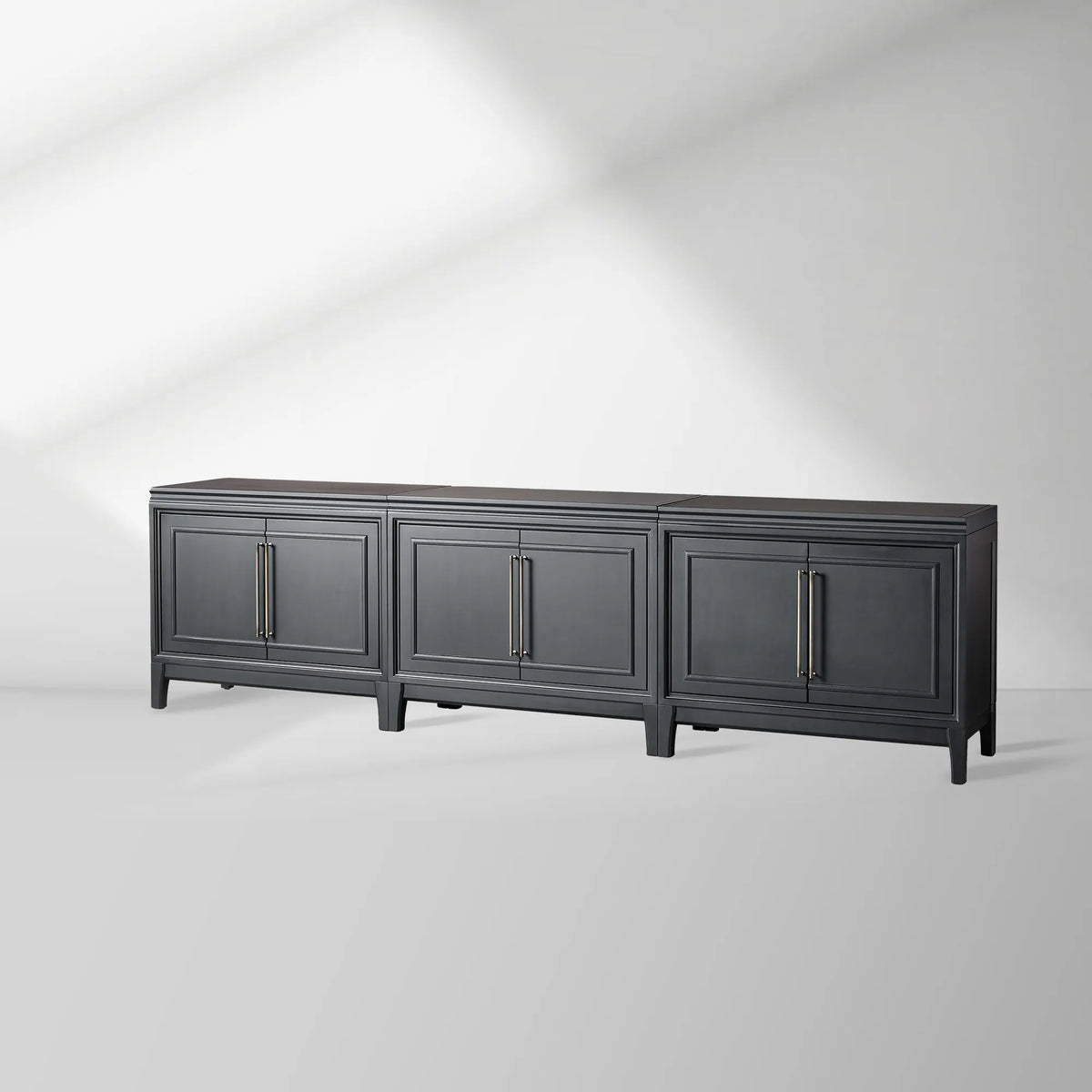Rowan Modular Wood TV Stand Modern Sideboard Television Storage Unit with Wood Doors Entrance Cabinet