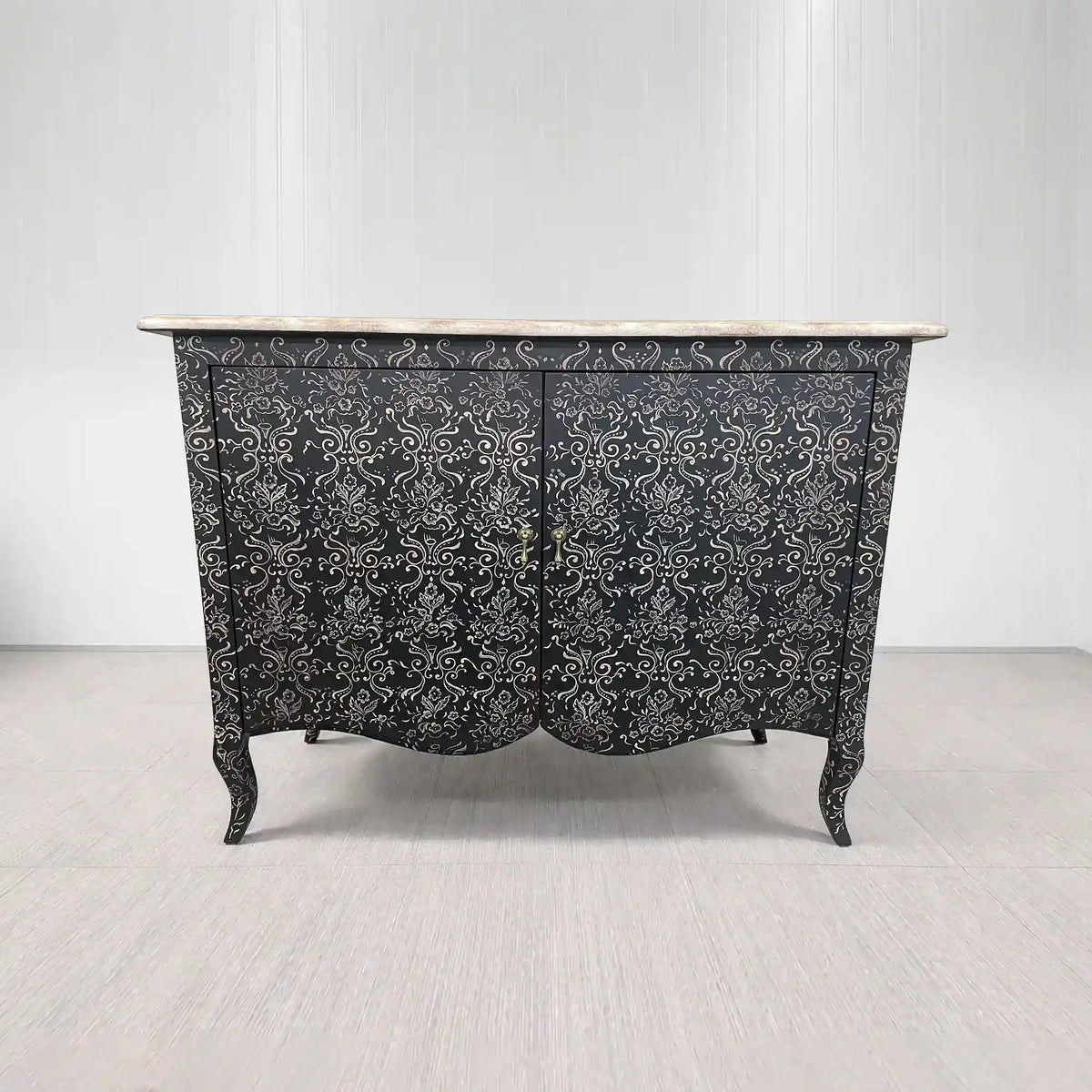 Amalfi Hand-Painted Sideboards Buffet Cabinet Wood Distressed Storage Cabinet