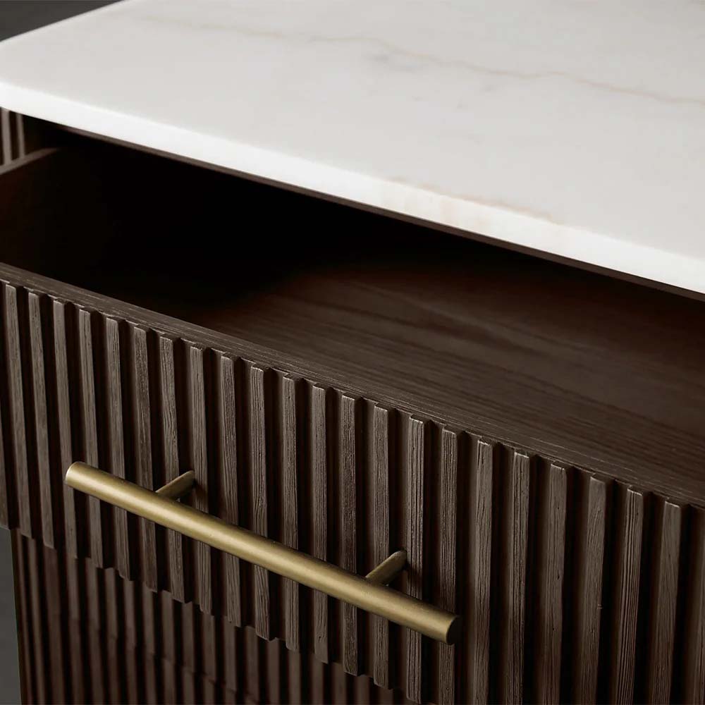Finnley Wood Eight-Drawer Dresser with Marble or Bluestone Top Rural Chest Of 8 Drawers Cabinet