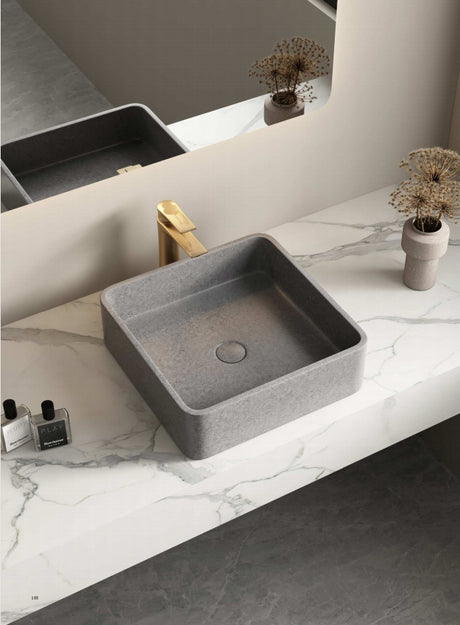 NAGA Aosta Concrete Basin with Matching Pop-up Waste Square French Grey