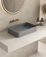 NAGA Cuneo Concrete Basin with Matching Pop-up Waste Rectangle White Sandstone