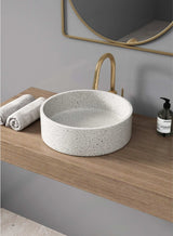 NAGA Perugia Concrete Basin with Matching Pop-up Waste Round Grey Mist
