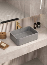 NAGA Rimini Concrete Basin with Matching Pop-up Waste Rectangle French Grey