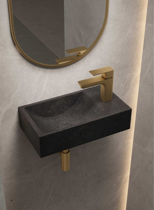 NAGA Spoleto Concrete Basin with Matching Pop-up Waste Rectangle with 1 Tap Hole Burberry Stone