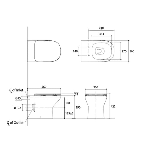 Kohler Wall Faced Toilet Pan & Seat