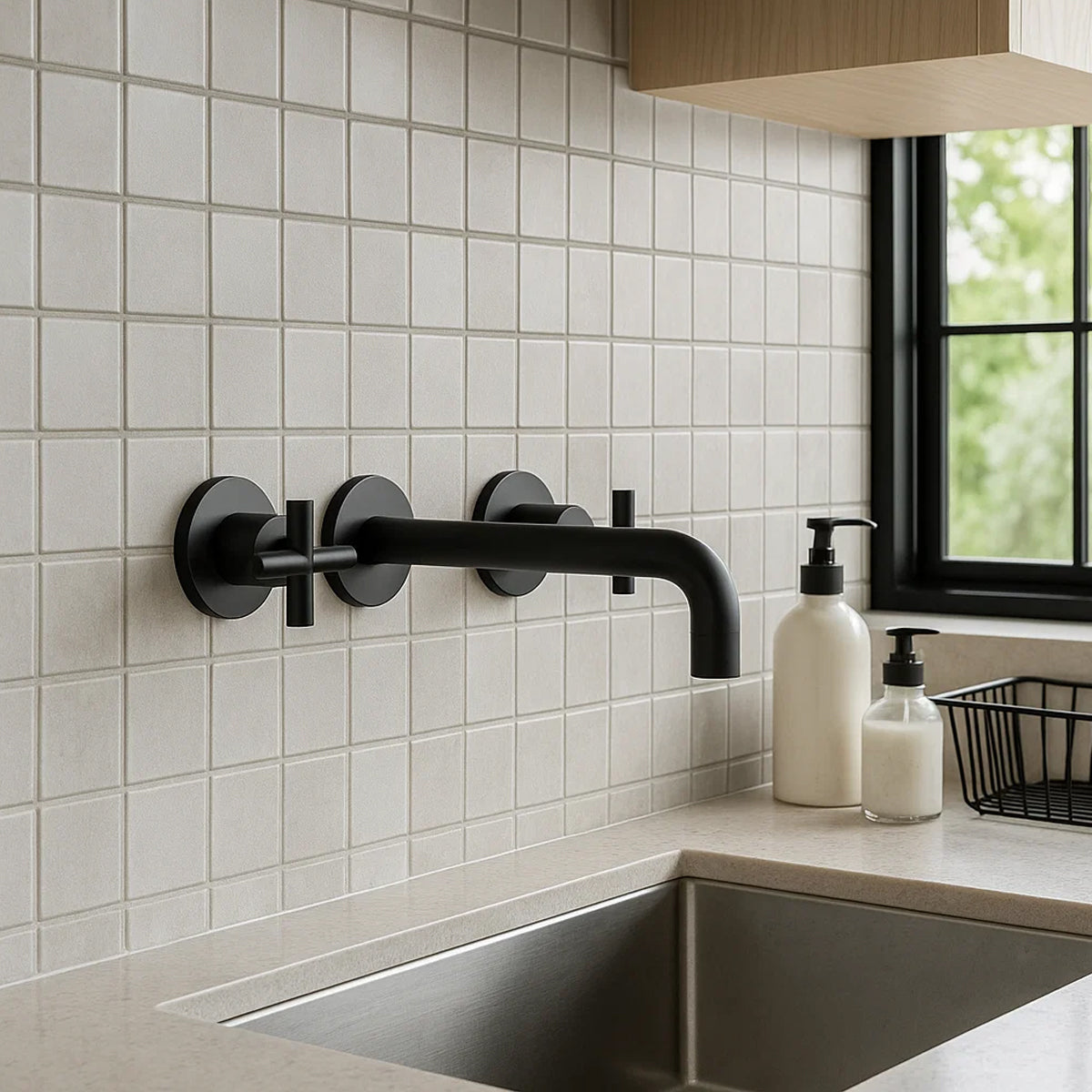 X Plus Wall Basin Set 180mm Matte Black