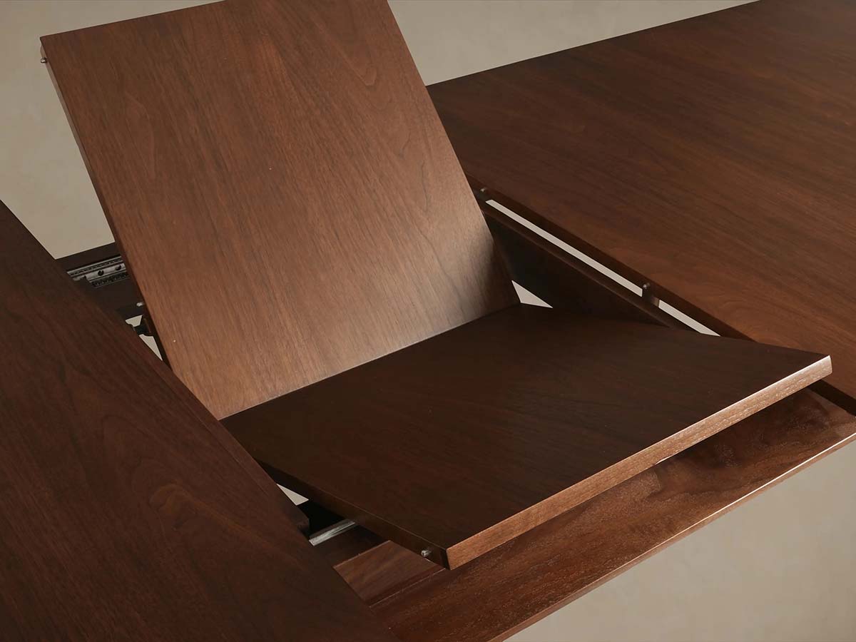 Ross Wood Extension Dining Table Walnut Mid-Century Dining Table with Self-Storing Leaf
