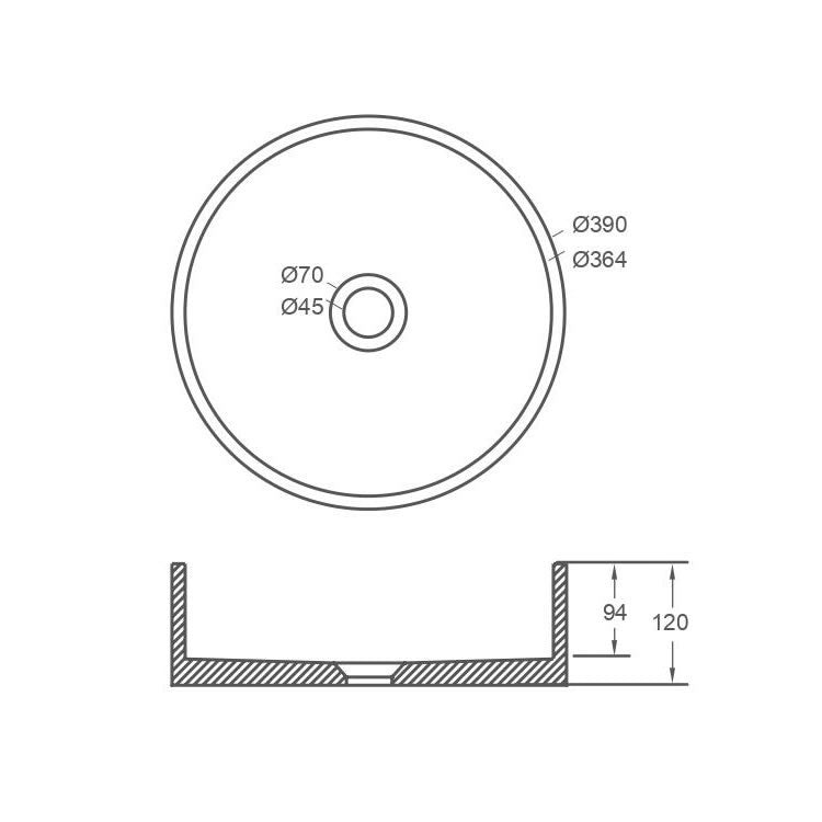 NAGA Perugia Concrete Basin with Matching Pop-up Waste Round Grey Mist
