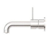 Mecca Wall Basin/Bath Mixer Separate Back Plate Handle Up 185mm Brushed Nickel