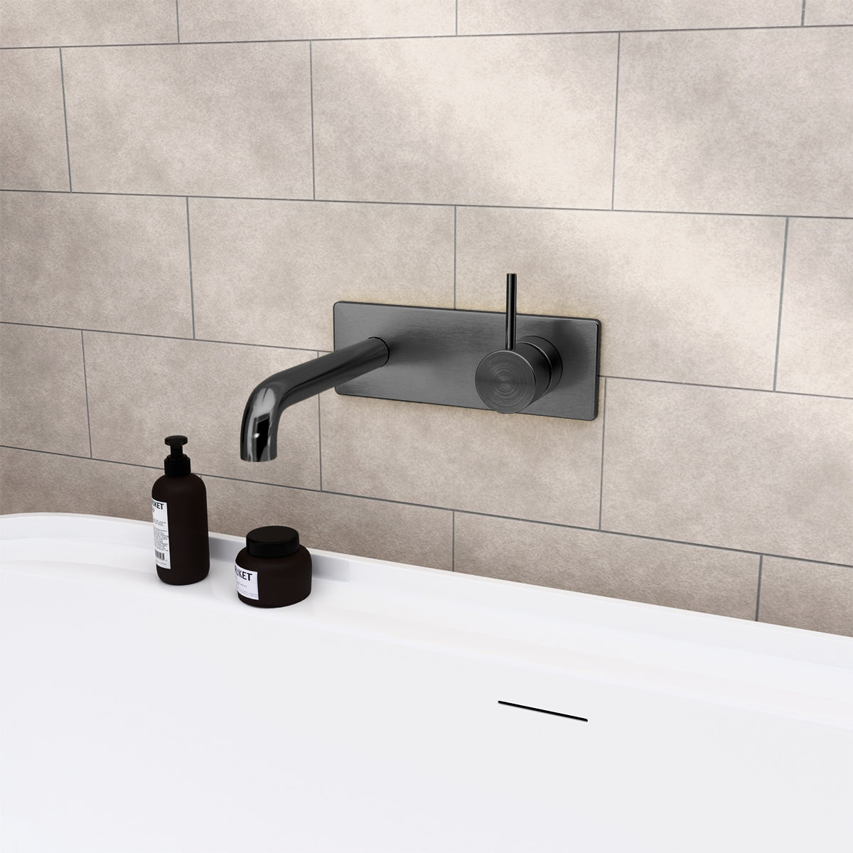 MECCA WALL BASIN/BATH MIXER HANDLE UP 120MM GUN METAL