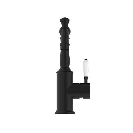 York Basin Mixer With White Porcelain Lever Matte Black