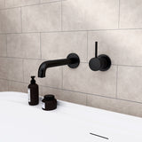 Mecca Wall Basin/Bath Mixer Separate Back Plate Handle Up 230mm Matte Black