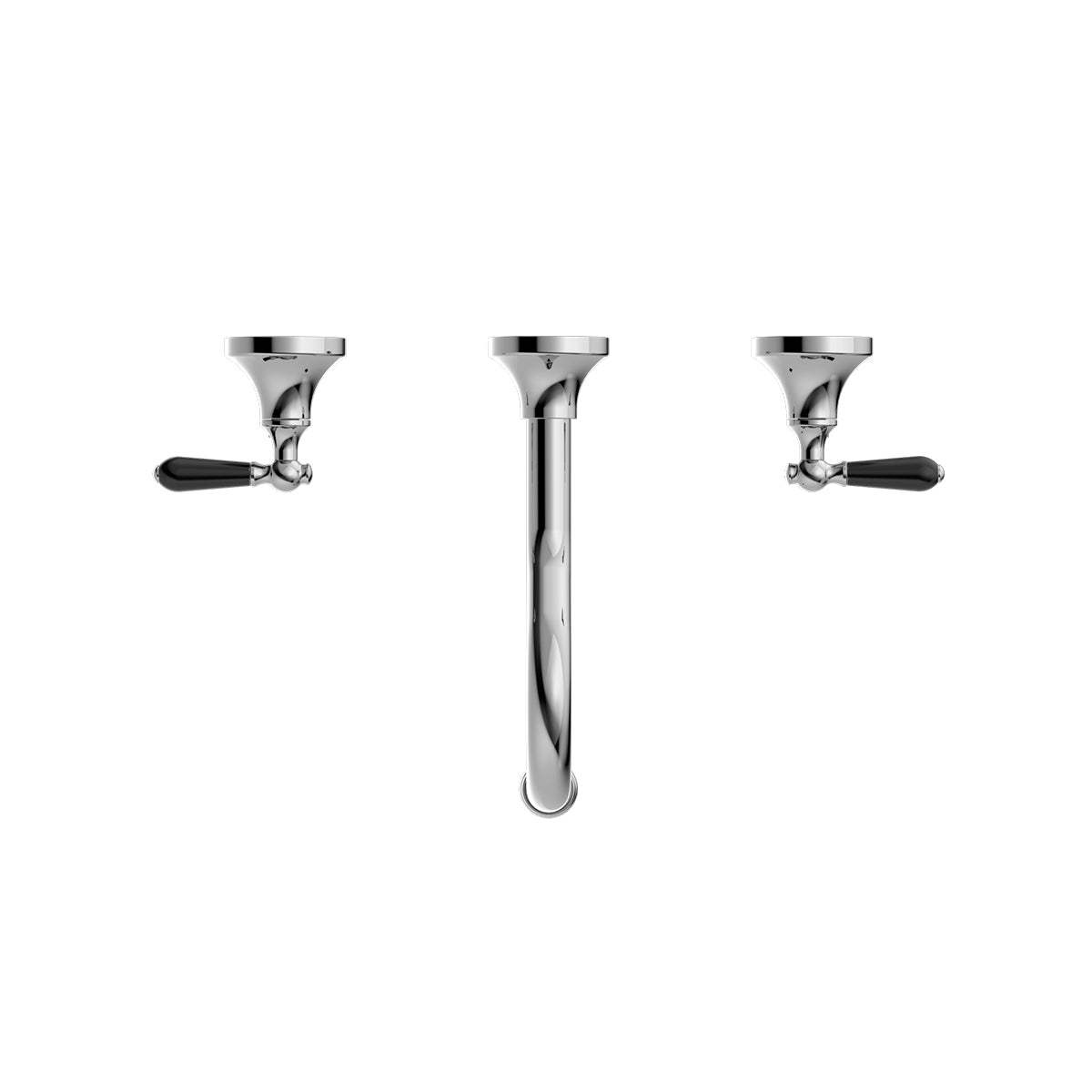 York Wall Basin Set With Black Porcelain Lever Chrome