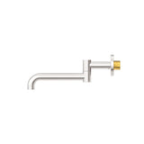 MECCA WALL MOUNTED SWIVEL BATH SPOUT ONLY 225MM BRUSHED NICKEL